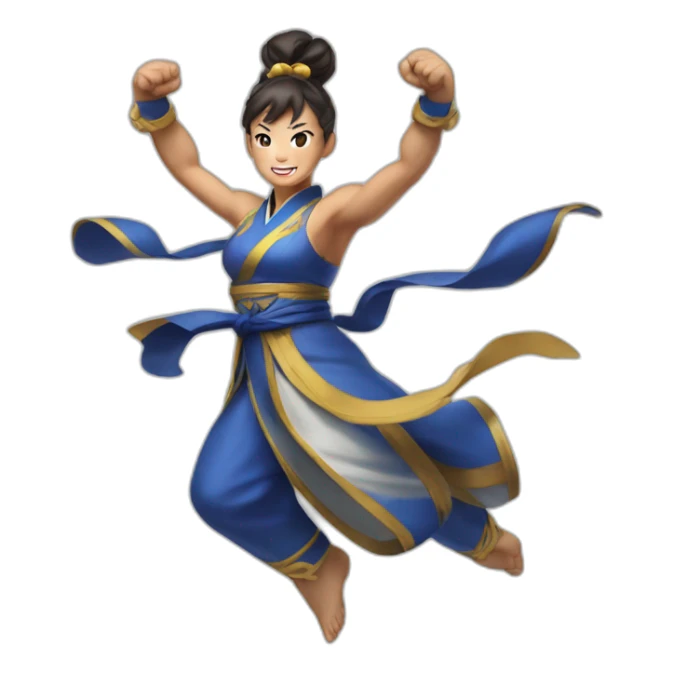 aged Chun-Li raise raise arms and jump high sticker