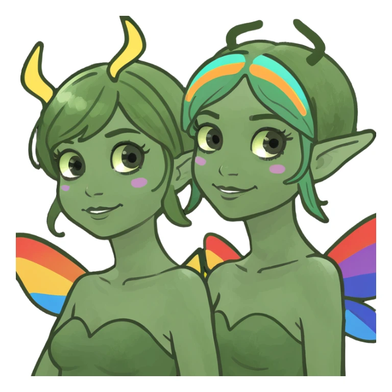 Two Fairy Sisters with Rainbow Wings sticker