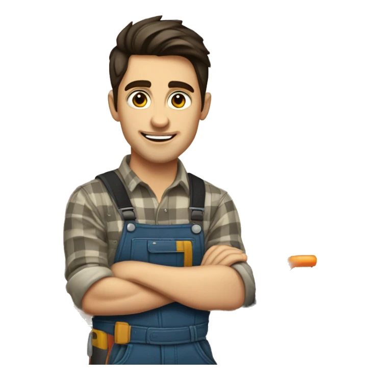 young Woodworker with miter saw caucasian dark hair sticker