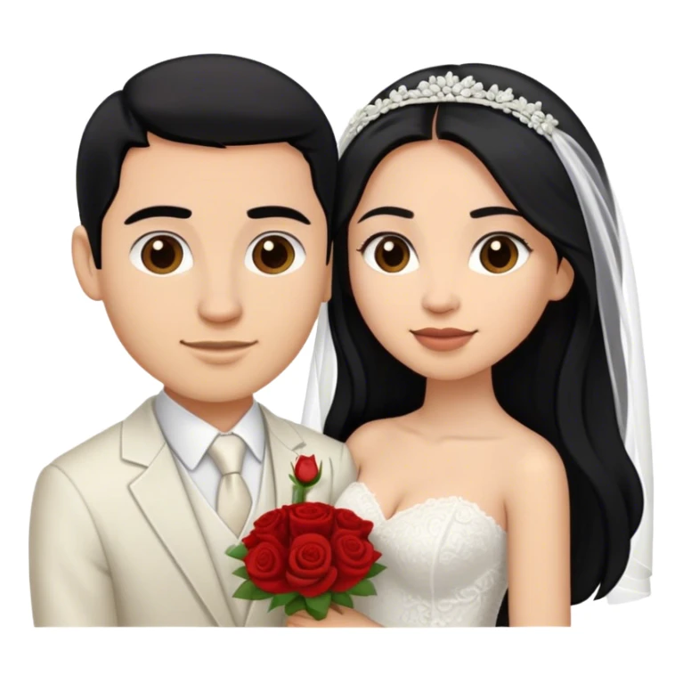 hispanic women with long black hair and light skinned man with short dark brown hair getting married  sticker