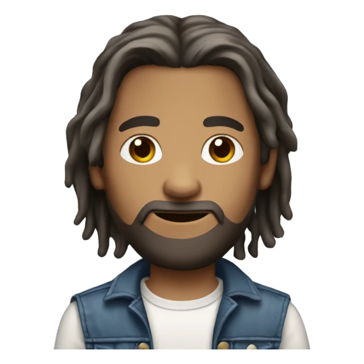 Jesus in blue jeans and t short with gray dreadlock hair and dark brown eyes  sticker