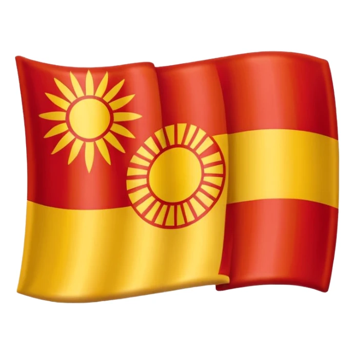 combine half the macedonian flag with half the polish flag so there is an even amount of each in the one flag. keep the colours of the flags the same do not merge them. just cut half of each and put them together, the polish flag is this 🇵🇱 and macedonian is this 🇲🇰 sticker