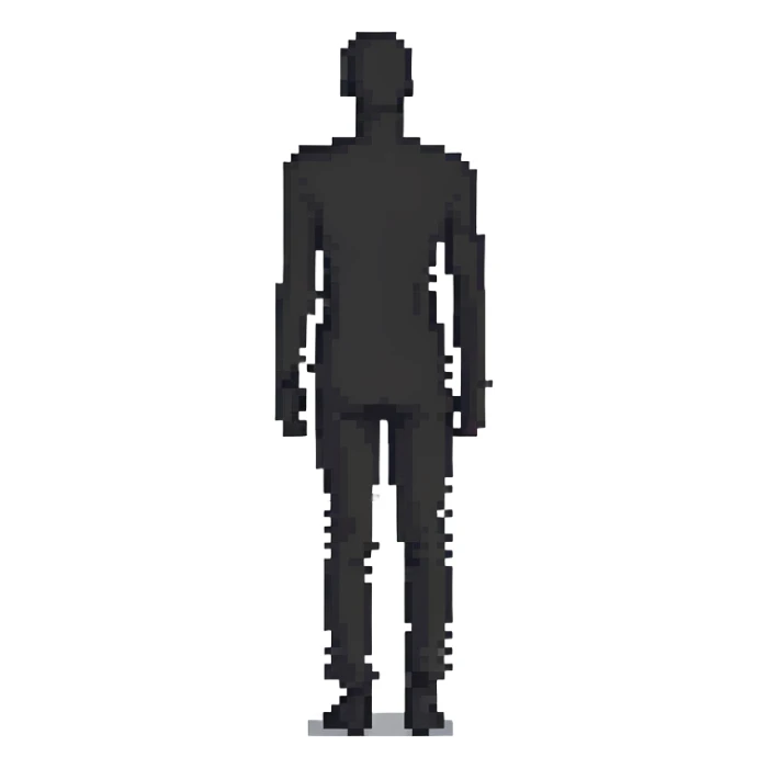 pixel art male silhouette, minimalist human shape sticker