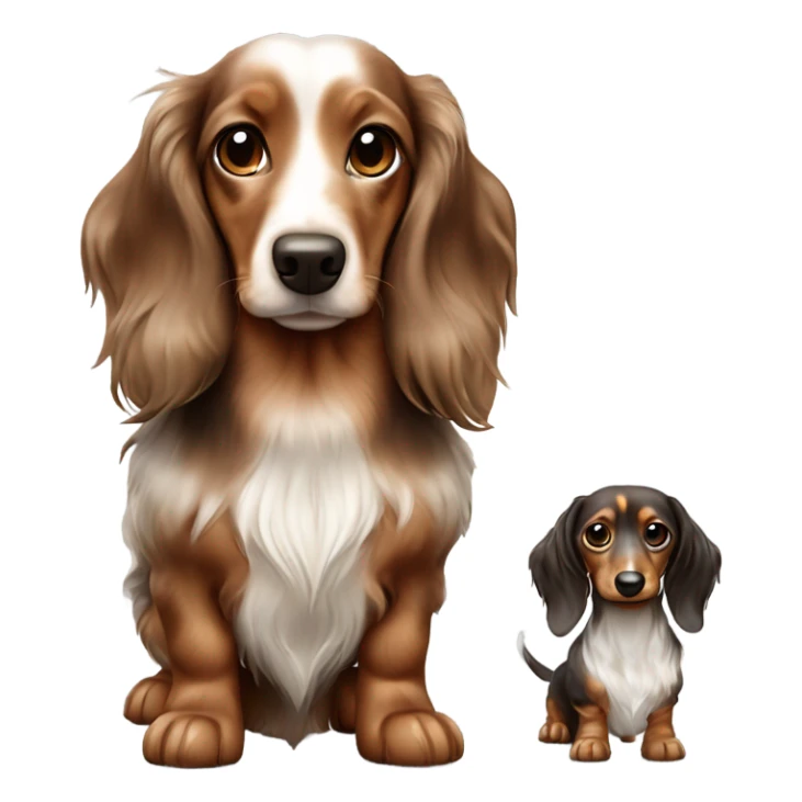 Two brown Merle long haired Dachshunds full body one is smaller sticker
