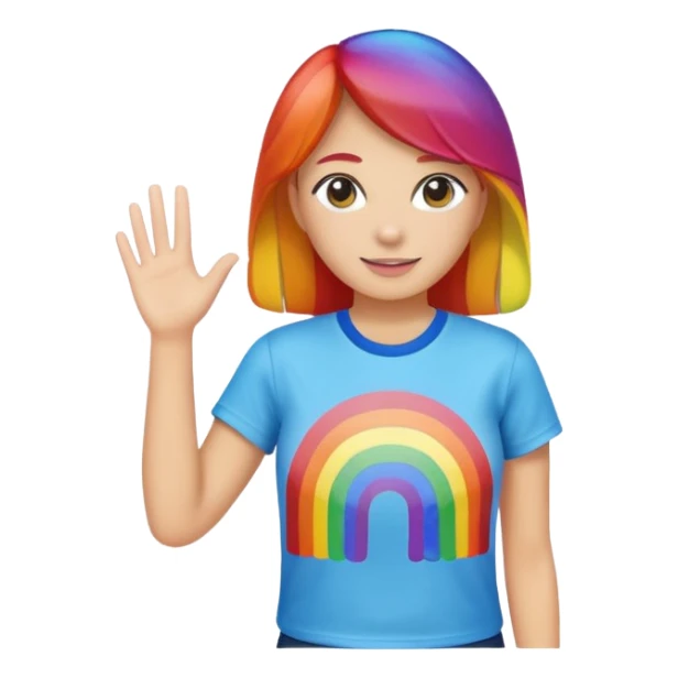 woman with rainbow coloref t shirt sticker