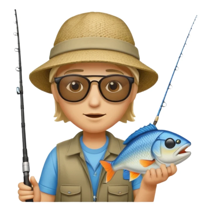 Someone fishing a fish. sticker