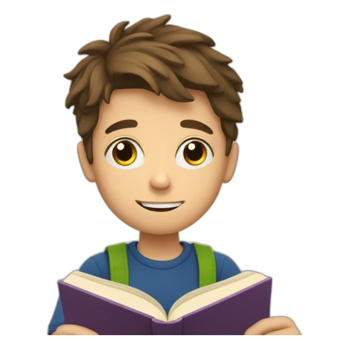 european boy reads a book sticker