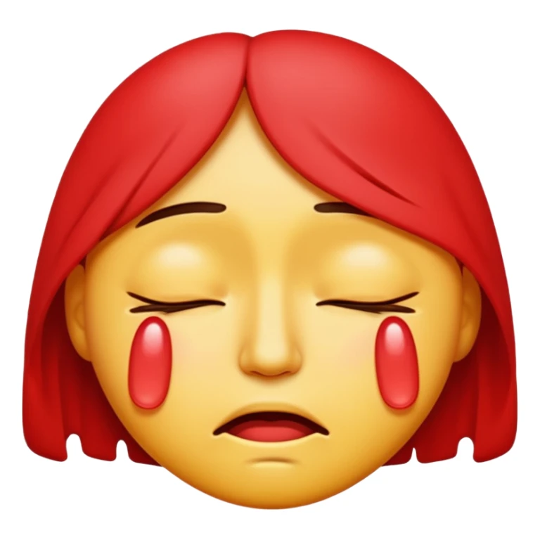 A standard emoji crying red with closed eyes sticker