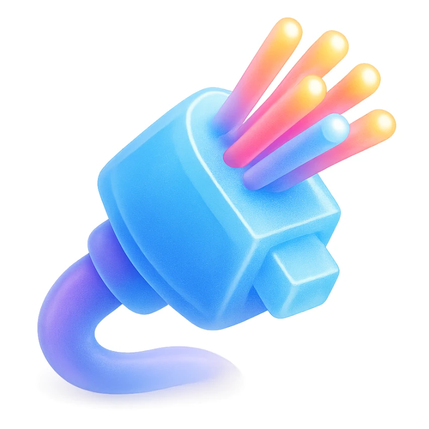 An optical cable illustrated in a playful and vibrant style, representing the fun and exciting aspects of high-speed internet. sticker