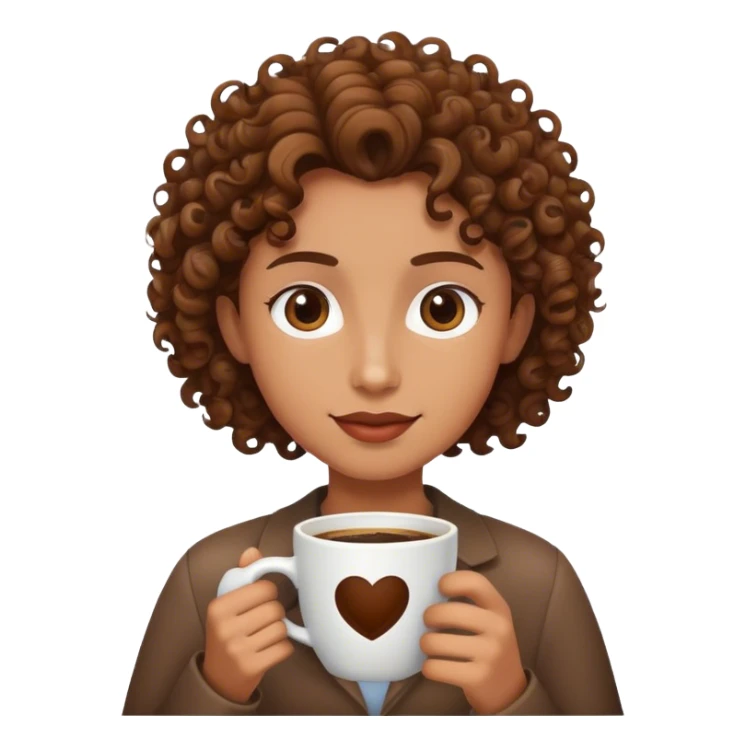 sunshine with curly brown hair and a coffee  sticker