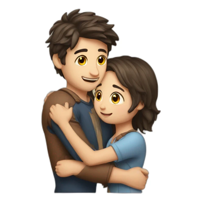 Girl hug guy friend european sticker