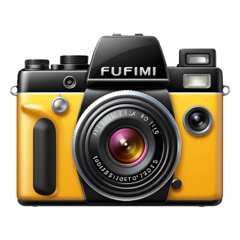 Transform this into a stylized 3D emoji-style icon of a retro [Fujifilm FinePix F30] sticker