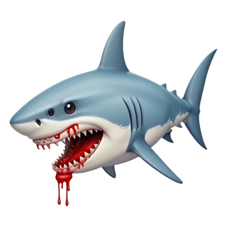 Scary creepy shark with blood dripping in its mouth sticker