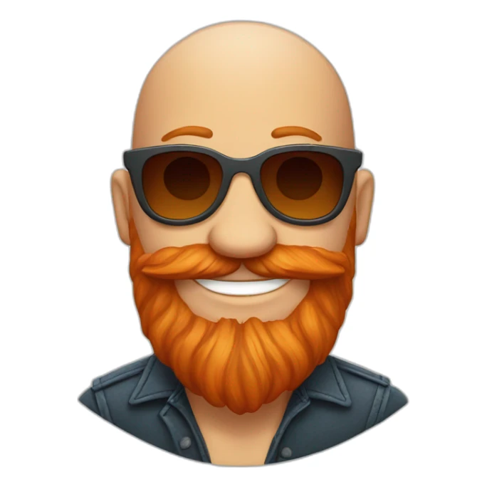 smiling rocking bald red beard men with sun glasses sticker
