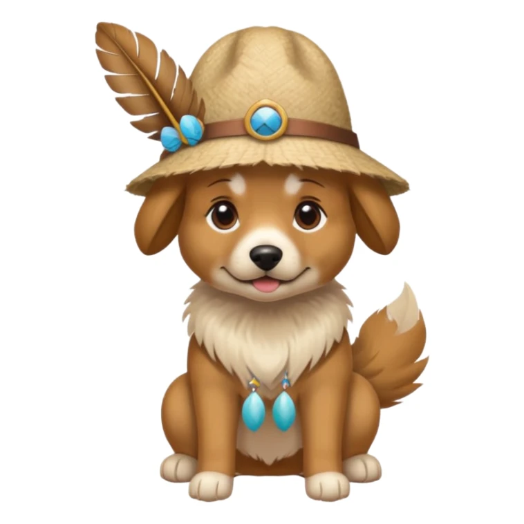 A dog wearing a feather hat, at the beach sticker