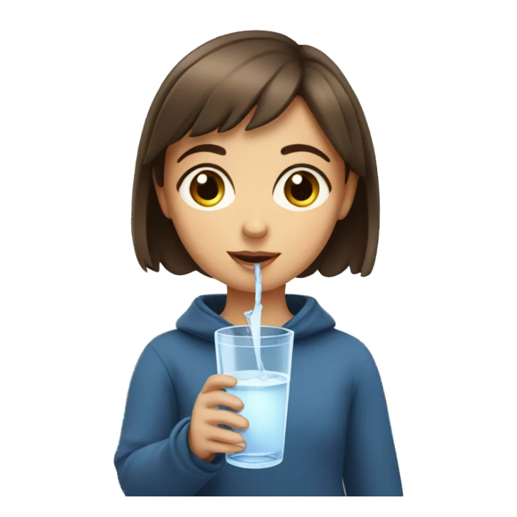 girl with short brown hair and hazel eyes drinking water sticker