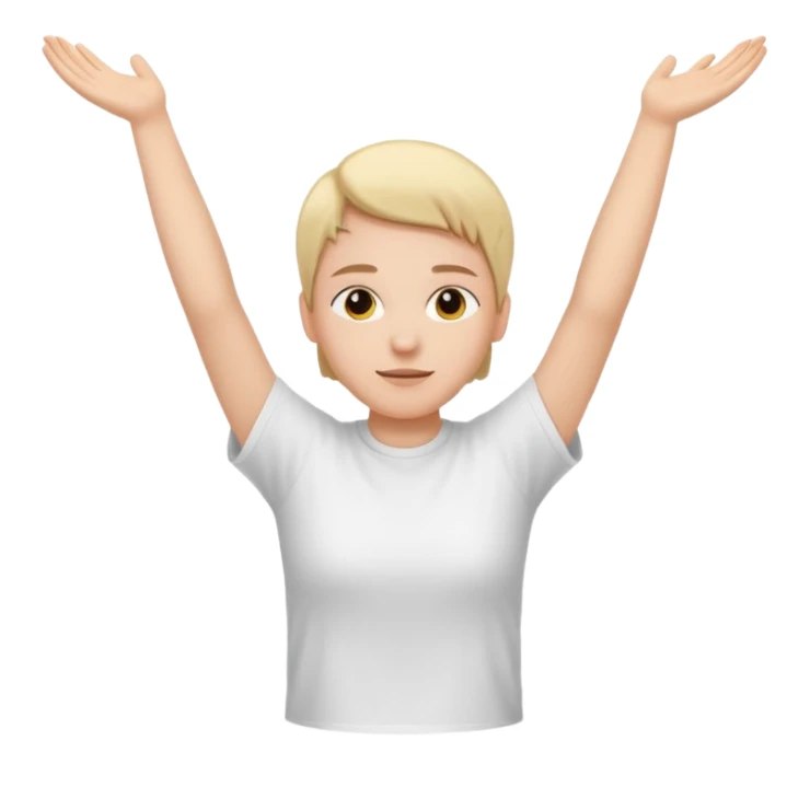 person lying flat on the ground with both hands raised straight up, simple and clear sticker