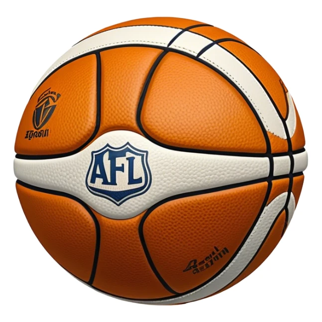 Cinematic Realistic image of an AFL ball with a rugged, textured leather surface and vibrant markings, rendered in rich detail with subtle signs of wear, set against a dynamic sports backdrop under energetic lighting sticker