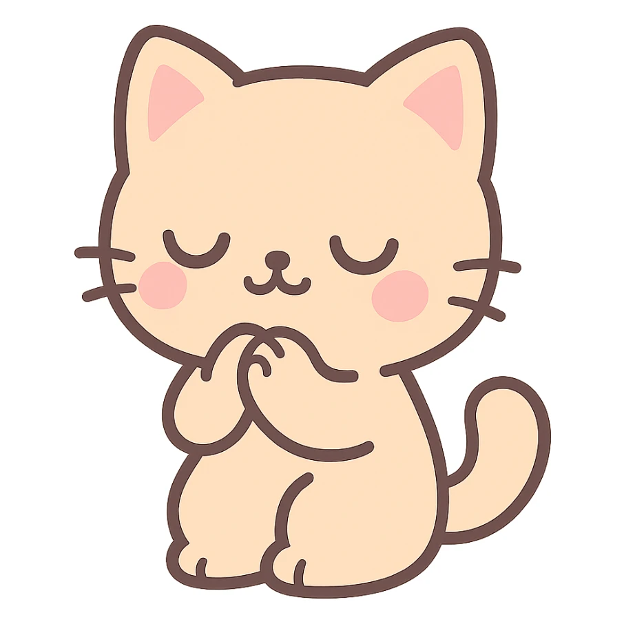 cat in a prayer pose sticker