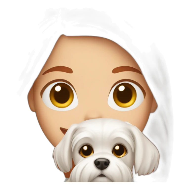 Red-haired girl with Maltese dog sticker