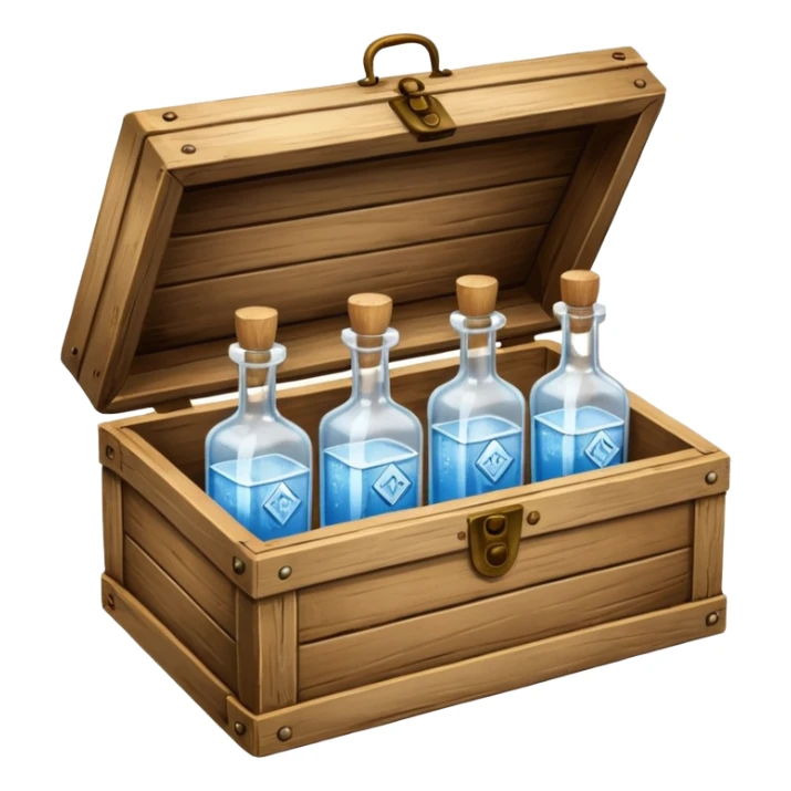 Wooden box with vodka bottles sticker