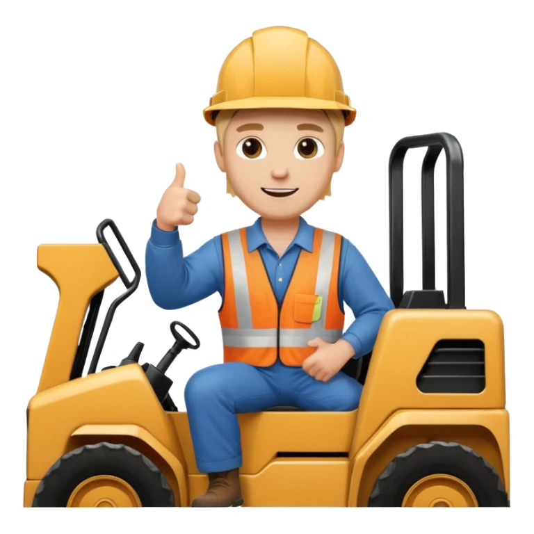 Blonde guy on a skid steer giving a thumbs up sticker