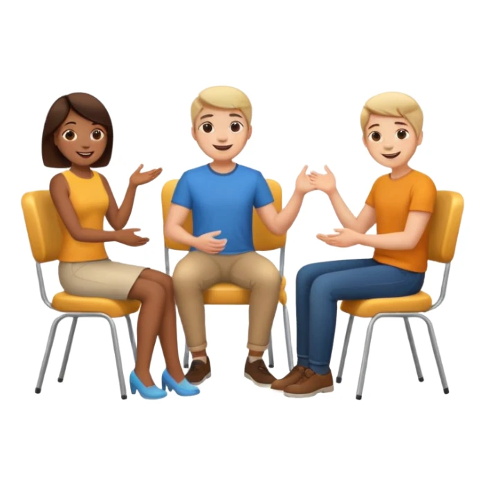 tre persone in cerchio su delle sedie che si parlano sticker