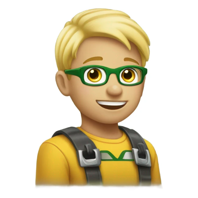 Blonde headed little boy playing under a John Deere tractor sticker