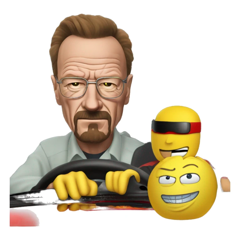 Walter White on top of Lightning McQueen sticker