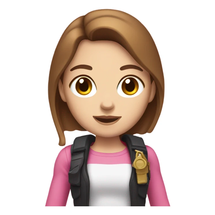 white girl with brown hair holding a pink gun  sticker