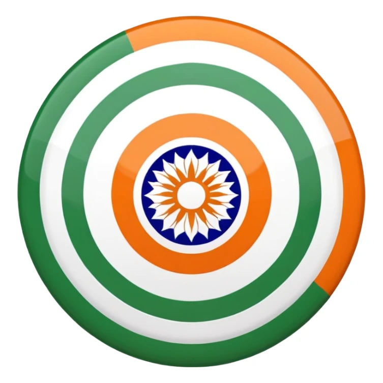 Indian flag with saffron, white, and green horizontal stripes and blue Ashoka Chakra wheel in the center sticker
