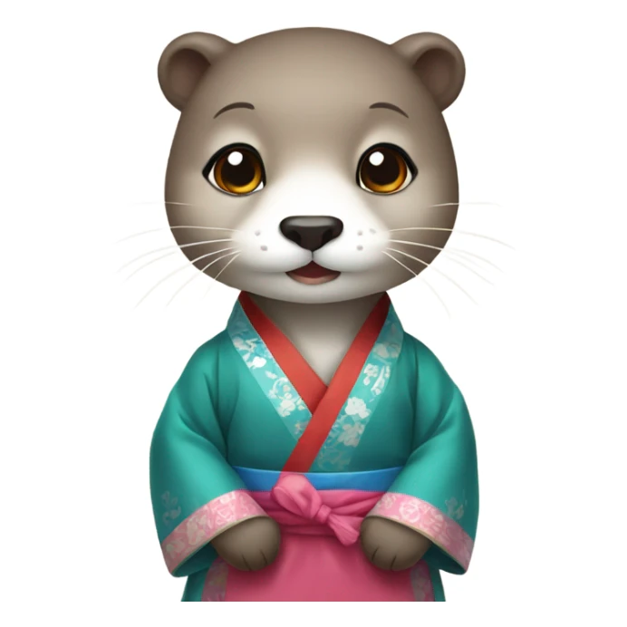 a otter face wearing traditional korean hanbok sticker