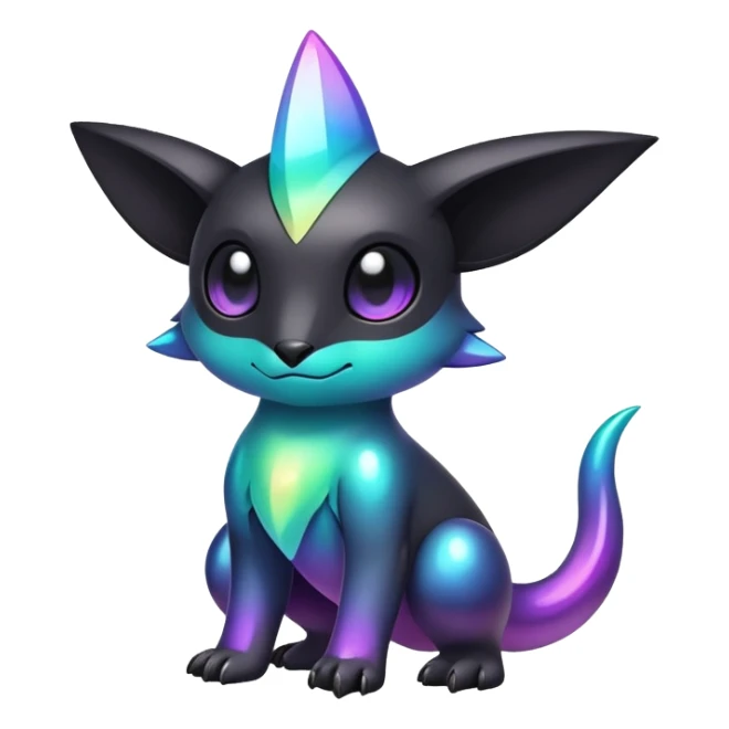  Cute cool edgy Iridescent gradient black dark fakemon-creature  sticker