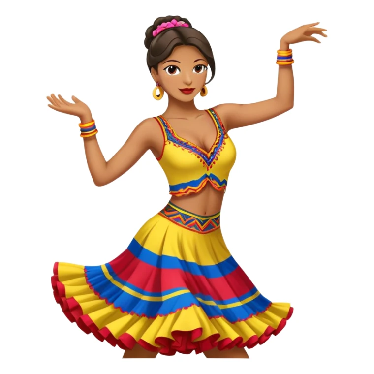 Colombian salsa dancer in colorful dress, dancing with passionate movement, traditional Colombian style sticker
