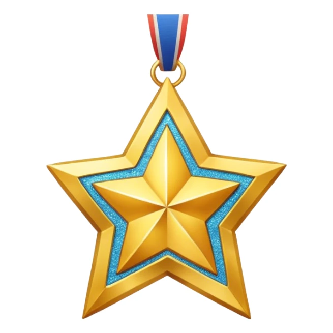a glittery golden star-shaped medal  sticker