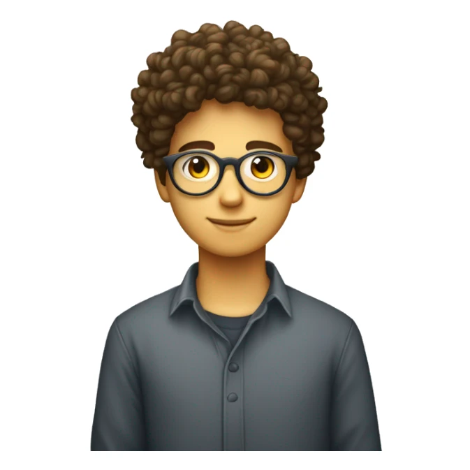 Garçon de 16 ans avec lunette cheveux bouclés entrain de manger un plat sain  sticker