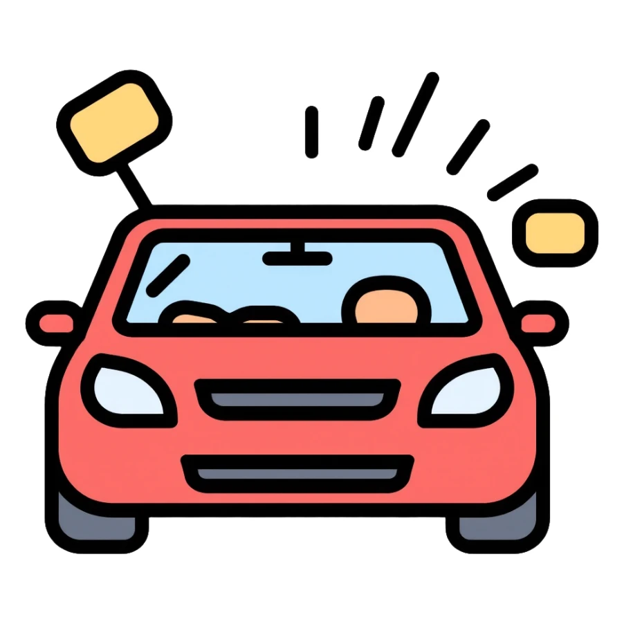 Car interior with loose parts making rattling noise sticker