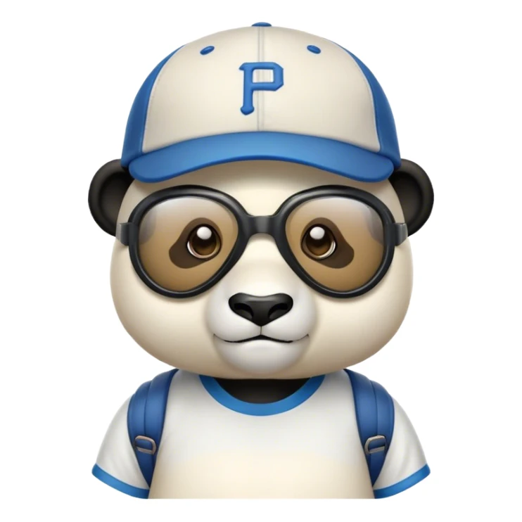 Panda wearing cap and tahirt and goggles sticker