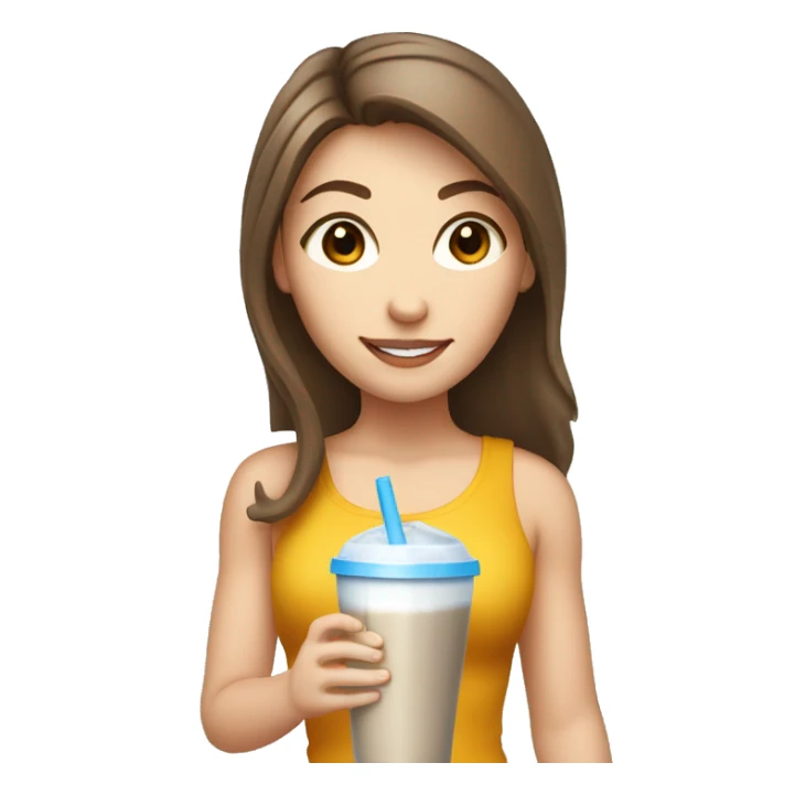 Brown haired white girl drinking protein shake  sticker