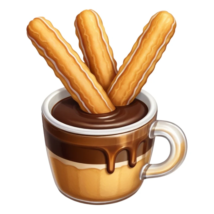 churros with chocolate dipping sauce, golden, sugar coated sticker