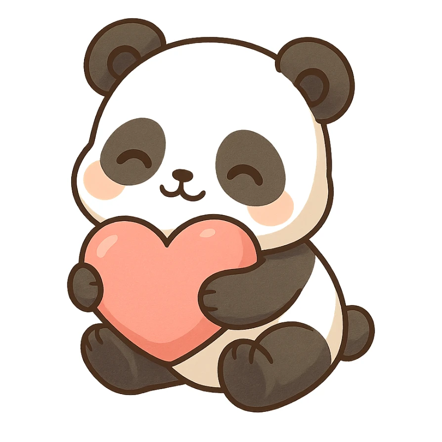 Chibi Panda Hugging Heart sticker