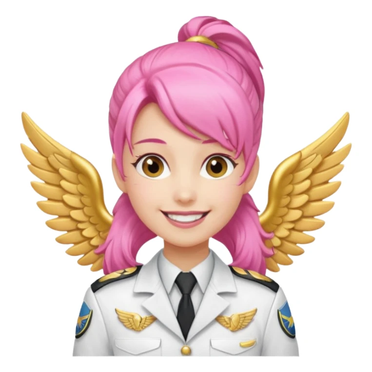 Commander Bloom – pink ponytail pilot in white uniform and gold wings sticker