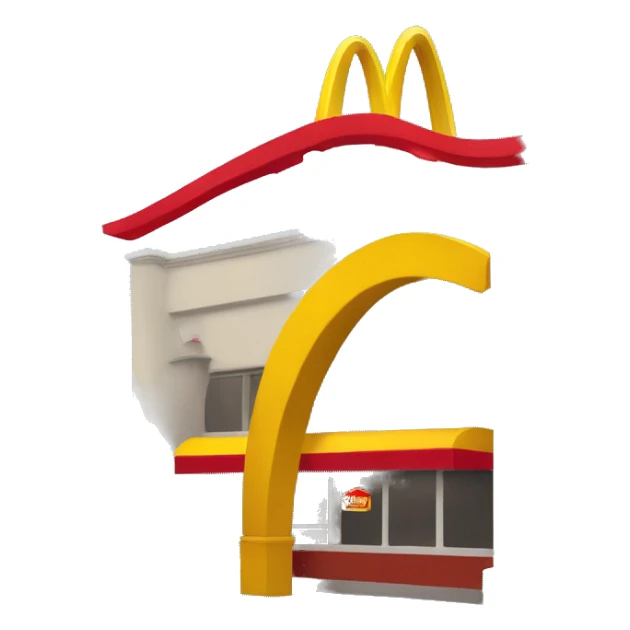 “McDonald’s store with the iconic golden arches, a red and yellow color scheme, and a simple, recognizable design that captures the essence of a fast food restaurant.” sticker