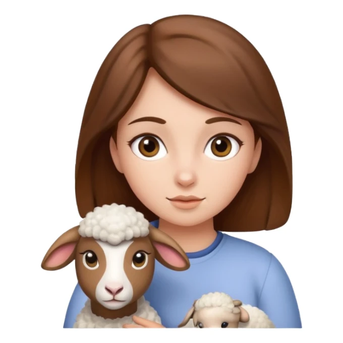Girl with brown hair showing sheep sticker