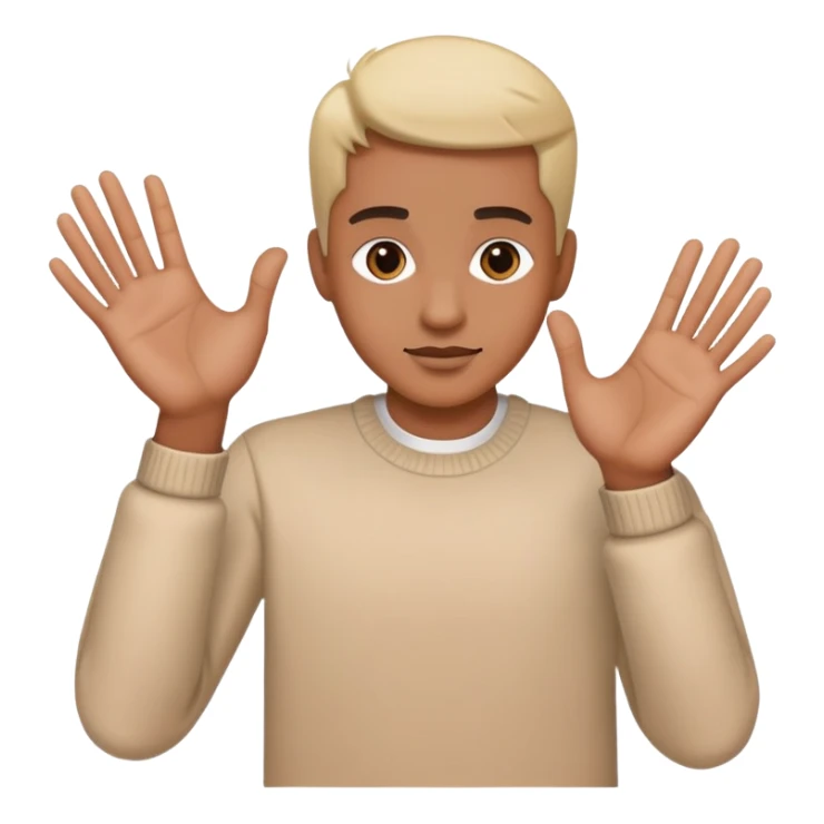 Celebrity with both hands placed down gripping an edge, isolated figure with no background elements sticker