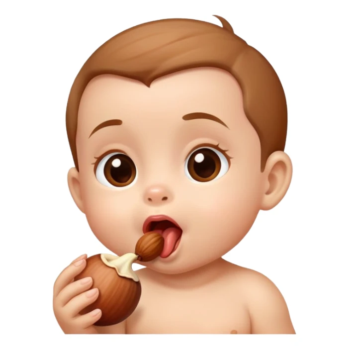 A baby licking a hazelnut  sticker
