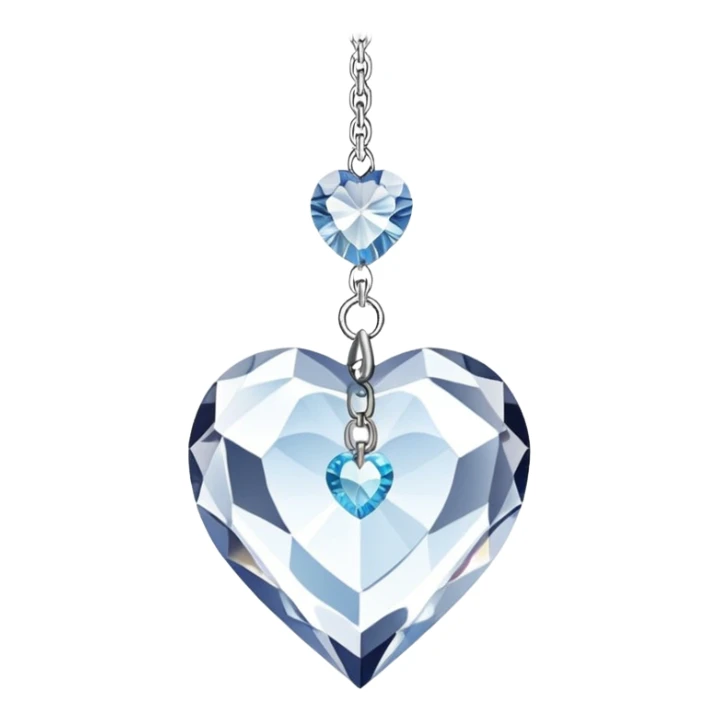 Hanging crystal heart suncatcher with a long metal chain and embedded crystal connectors  sticker