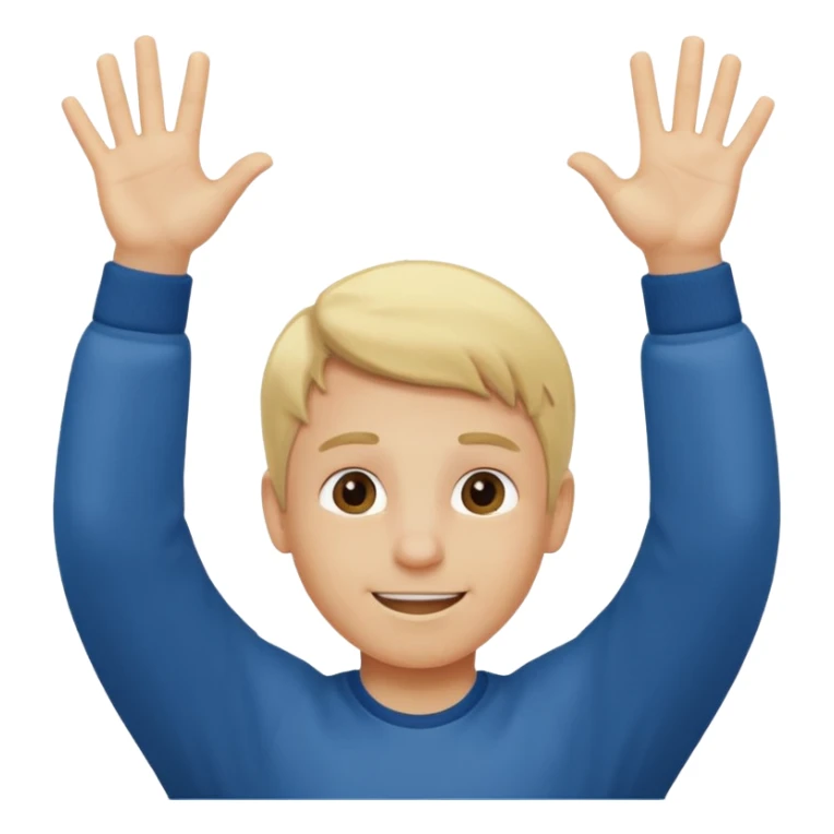 Boy, blonde hair with two hands up saying 67 sticker