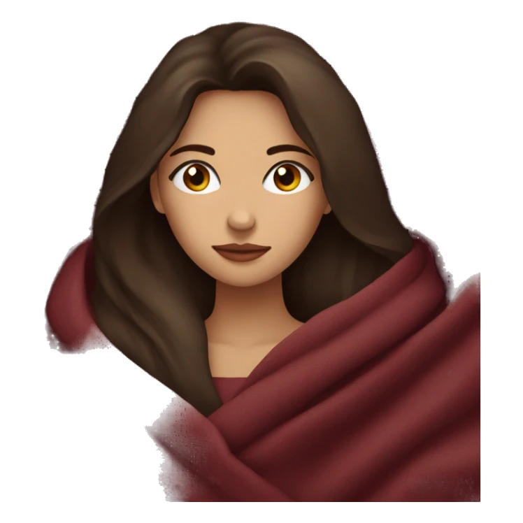 Brunette girl inside a maroon blanket sipping coffee eyes closed sticker