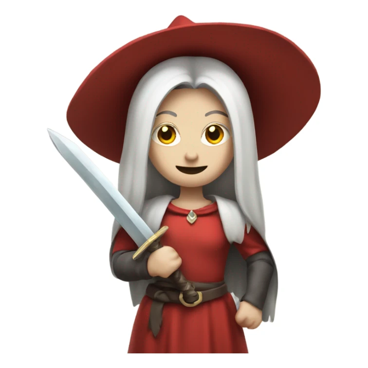 A pale witch who is wearing red and is holding a sword  sticker